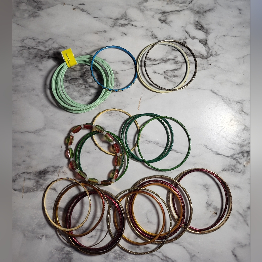 A bundle of bangles (bracelets)in many colors